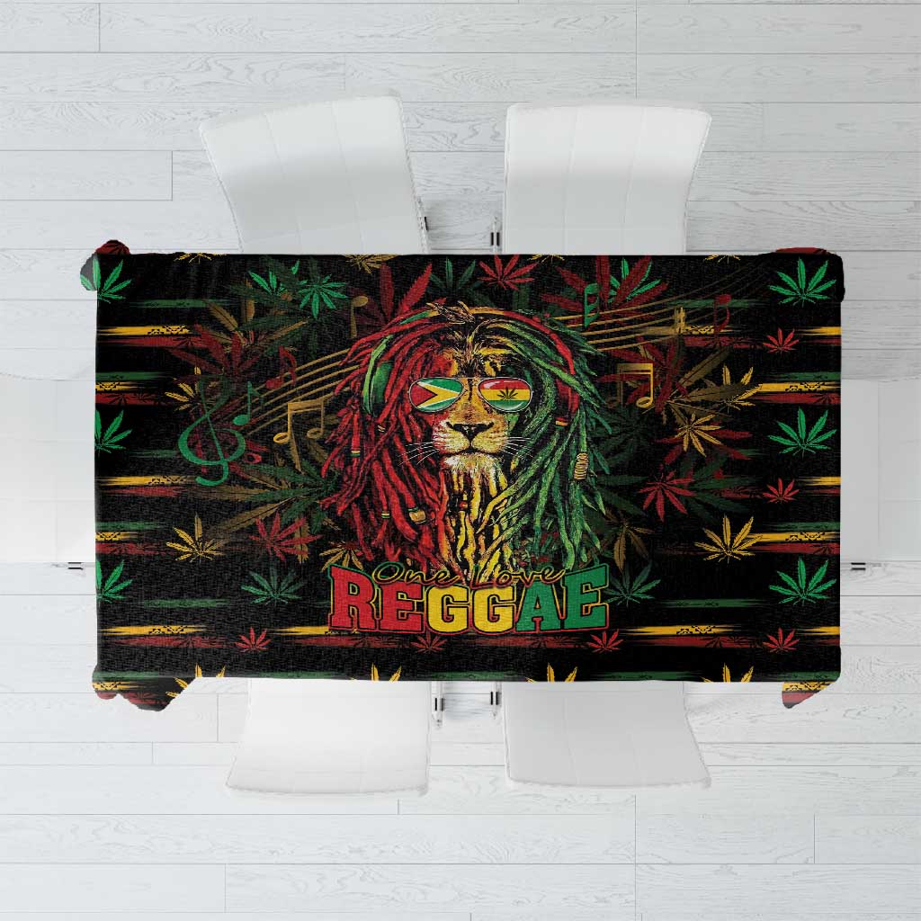 Guyana One Love Reggae Lion Tablecloth Caribbean Reggae Spirit