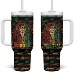 Personalized Guyana One Love Reggae Lion Tumbler With Handle Caribbean Reggae Spirit