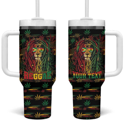 Personalized Guyana One Love Reggae Lion Tumbler With Handle Caribbean Reggae Spirit