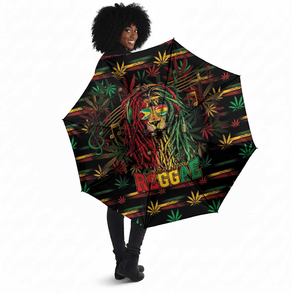 Guyana One Love Reggae Lion Umbrella Caribbean Reggae Spirit