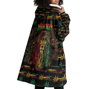 Personalized Guyana One Love Reggae Lion Wearable Blanket Hoodie Caribbean Reggae Spirit