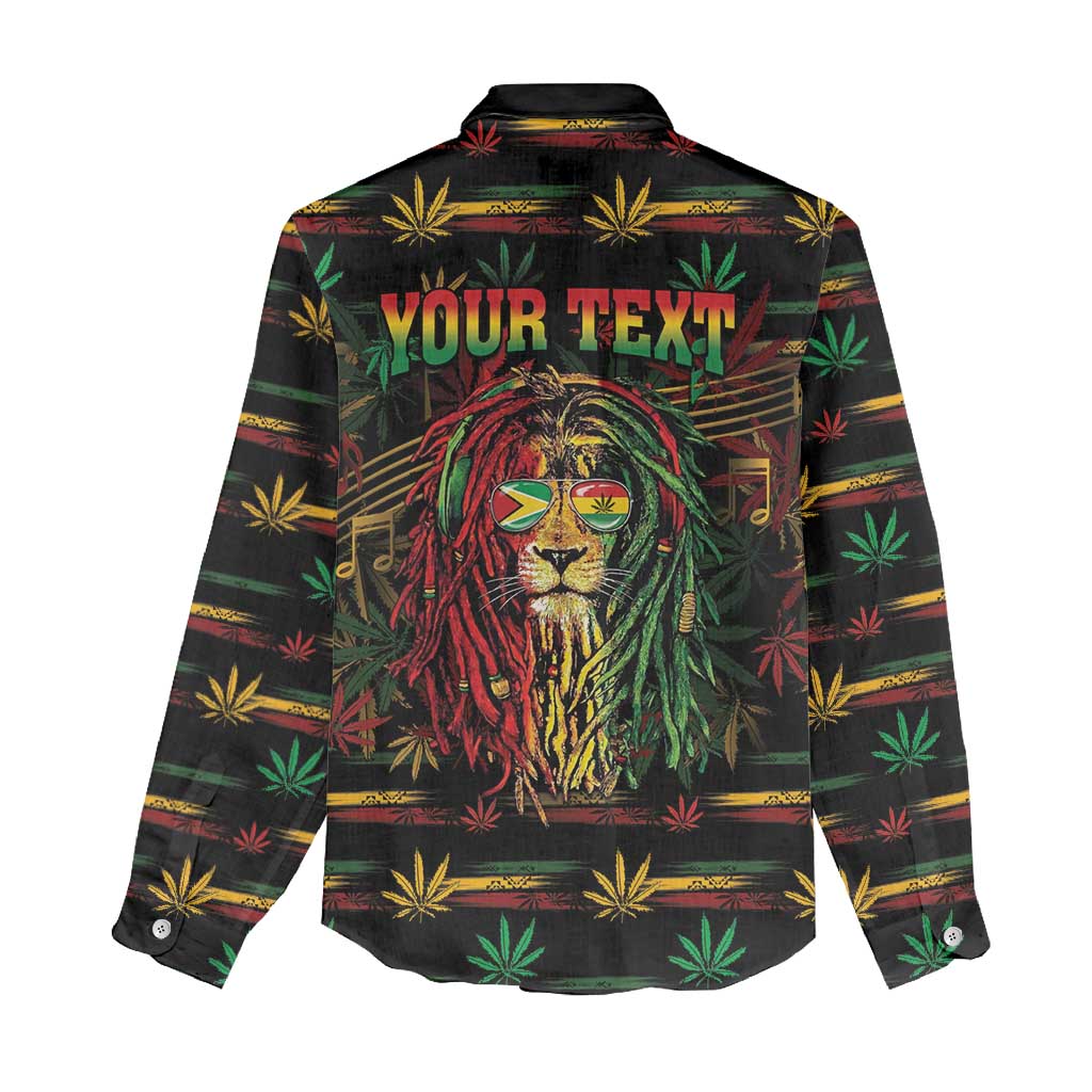 Personalized Guyana One Love Reggae Lion Women Casual Shirt Caribbean Reggae Spirit