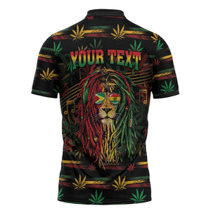 Personalized Guyana One Love Reggae Lion Zipper Polo Shirt Caribbean Reggae Spirit