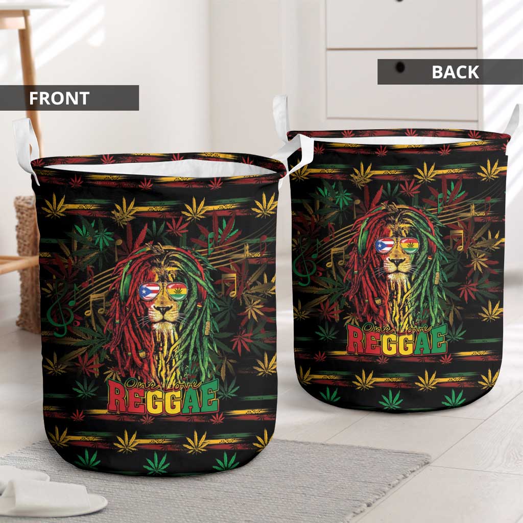 Puerto Rico One Love Reggae Lion Laundry Basket Caribbean Reggae Spirit