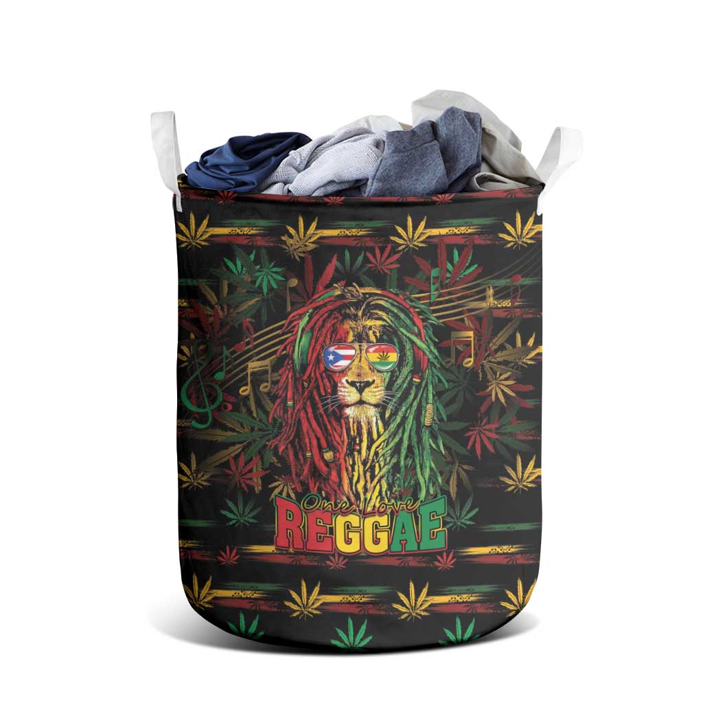 Puerto Rico One Love Reggae Lion Laundry Basket Caribbean Reggae Spirit