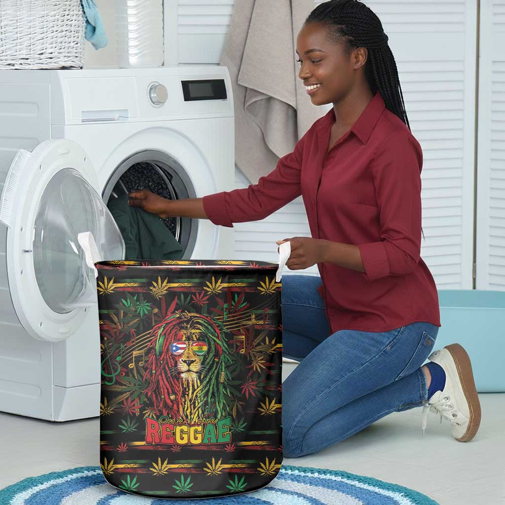 Puerto Rico One Love Reggae Lion Laundry Basket Caribbean Reggae Spirit
