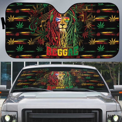 Puerto Rico One Love Reggae Lion Auto Sun Shade Caribbean Reggae Spirit