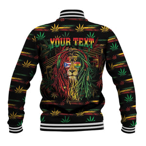 Personalized Puerto Rico One Love Reggae Lion Baseball Jacket Caribbean Reggae Spirit