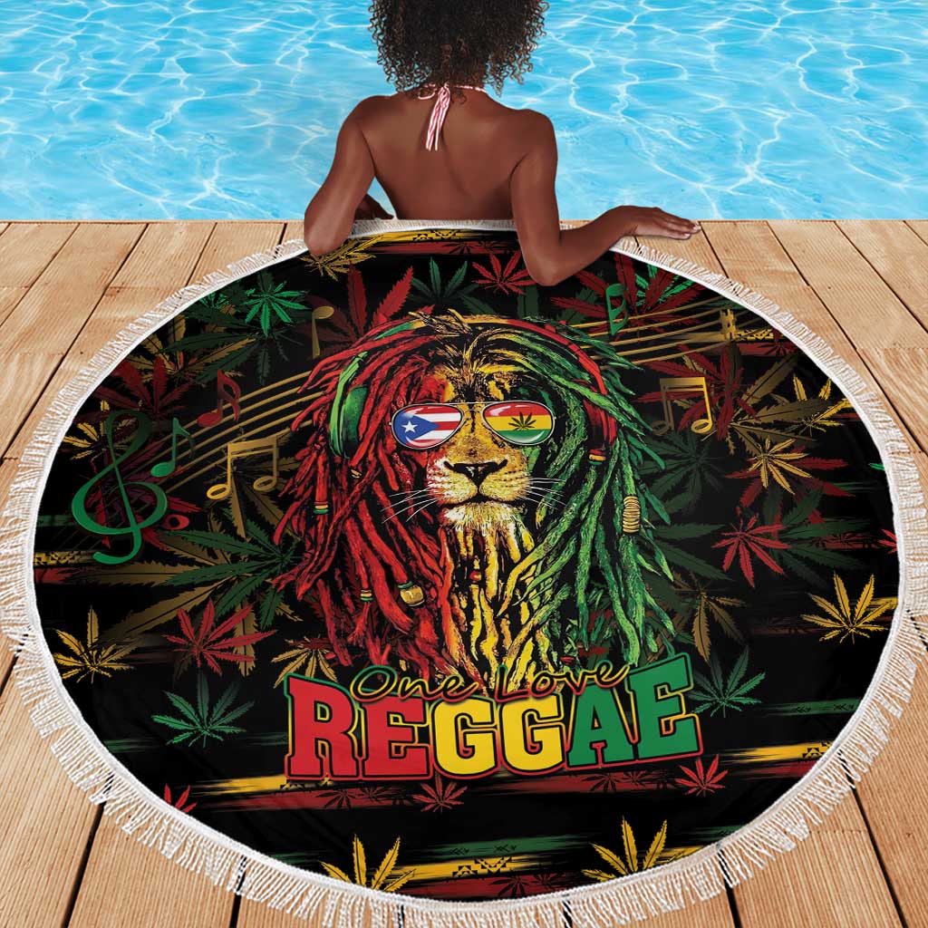 Puerto Rico One Love Reggae Lion Beach Blanket Caribbean Reggae Spirit