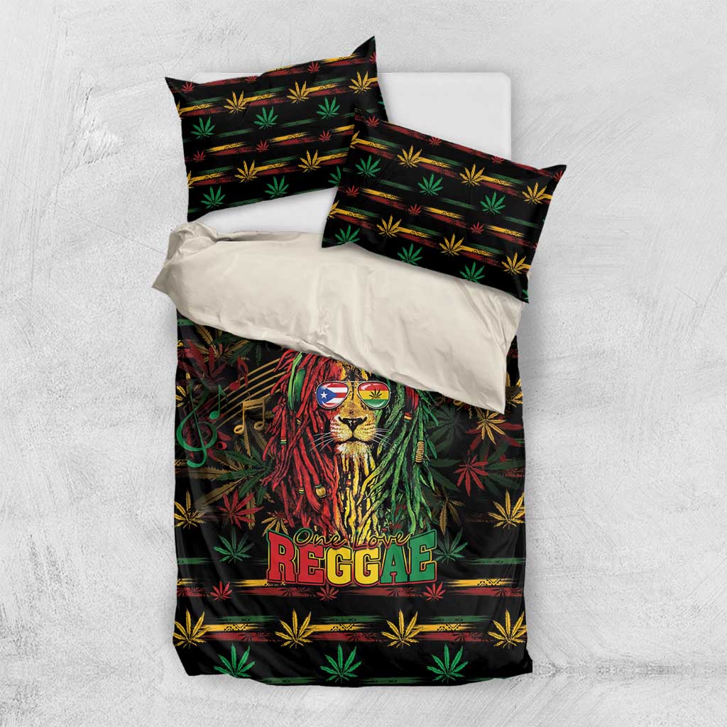Puerto Rico One Love Reggae Lion Bedding Set Caribbean Reggae Spirit