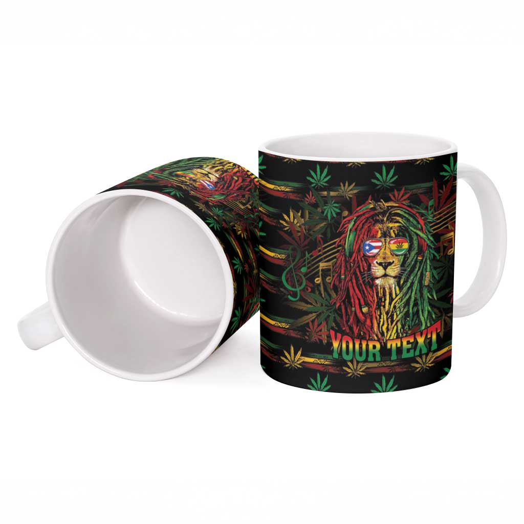 Personalized Puerto Rico One Love Reggae Lion Ceramic Mug Caribbean Reggae Spirit