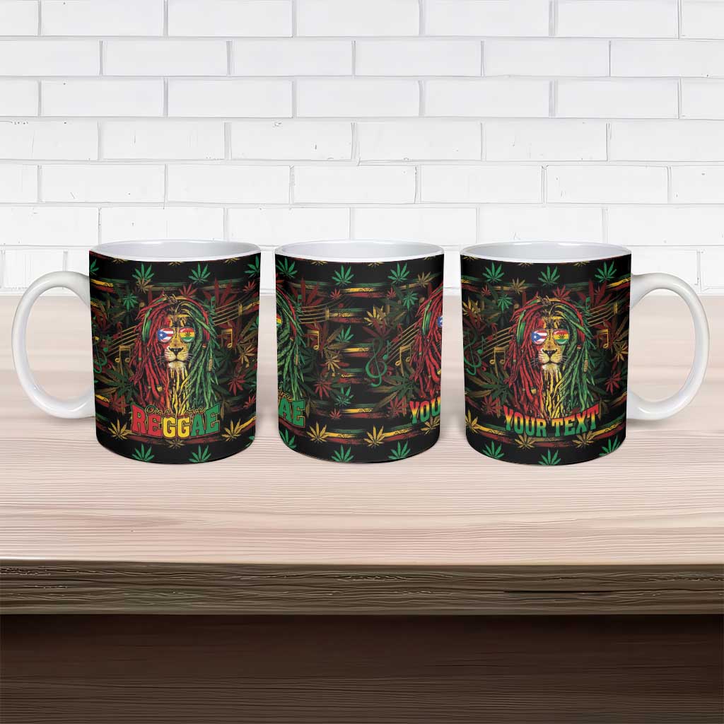 Personalized Puerto Rico One Love Reggae Lion Ceramic Mug Caribbean Reggae Spirit