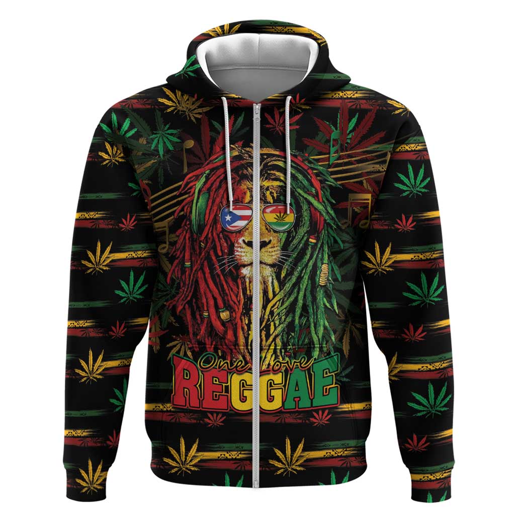 Personalized Puerto Rico One Love Reggae Lion Hoodie Caribbean Reggae Spirit