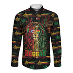 Personalized Puerto Rico One Love Reggae Lion Long Sleeve Button Shirt Caribbean Reggae Spirit