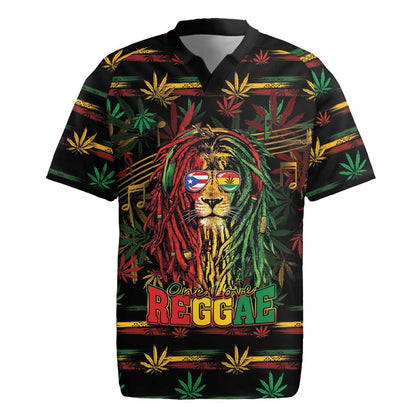 Personalized Puerto Rico One Love Reggae Lion Rugby Jersey Caribbean Reggae Spirit