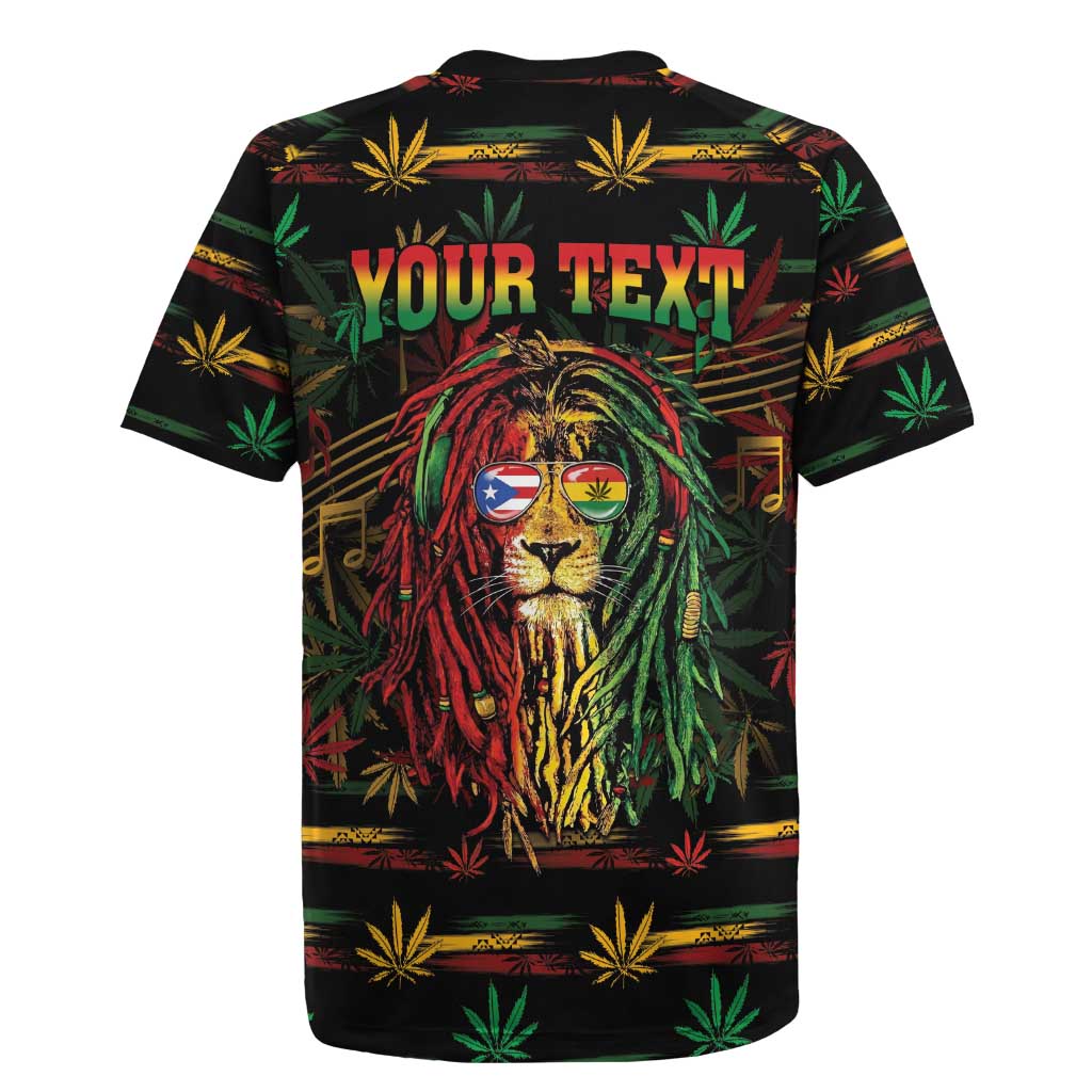 Personalized Puerto Rico One Love Reggae Lion Rugby Jersey Caribbean Reggae Spirit