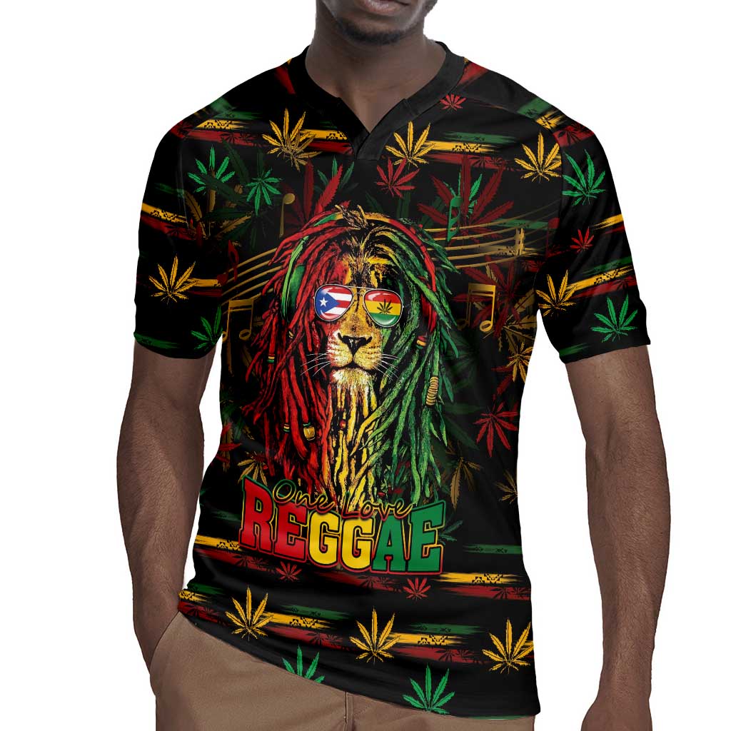 Personalized Puerto Rico One Love Reggae Lion Rugby Jersey Caribbean Reggae Spirit