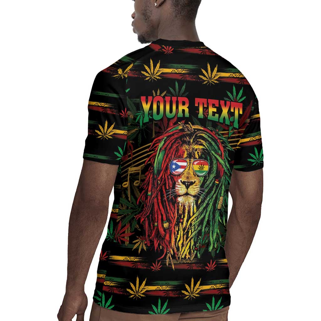 Personalized Puerto Rico One Love Reggae Lion Rugby Jersey Caribbean Reggae Spirit