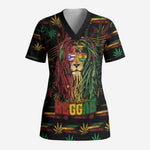 Personalized Puerto Rico One Love Reggae Lion Scrub Top Caribbean Reggae Spirit