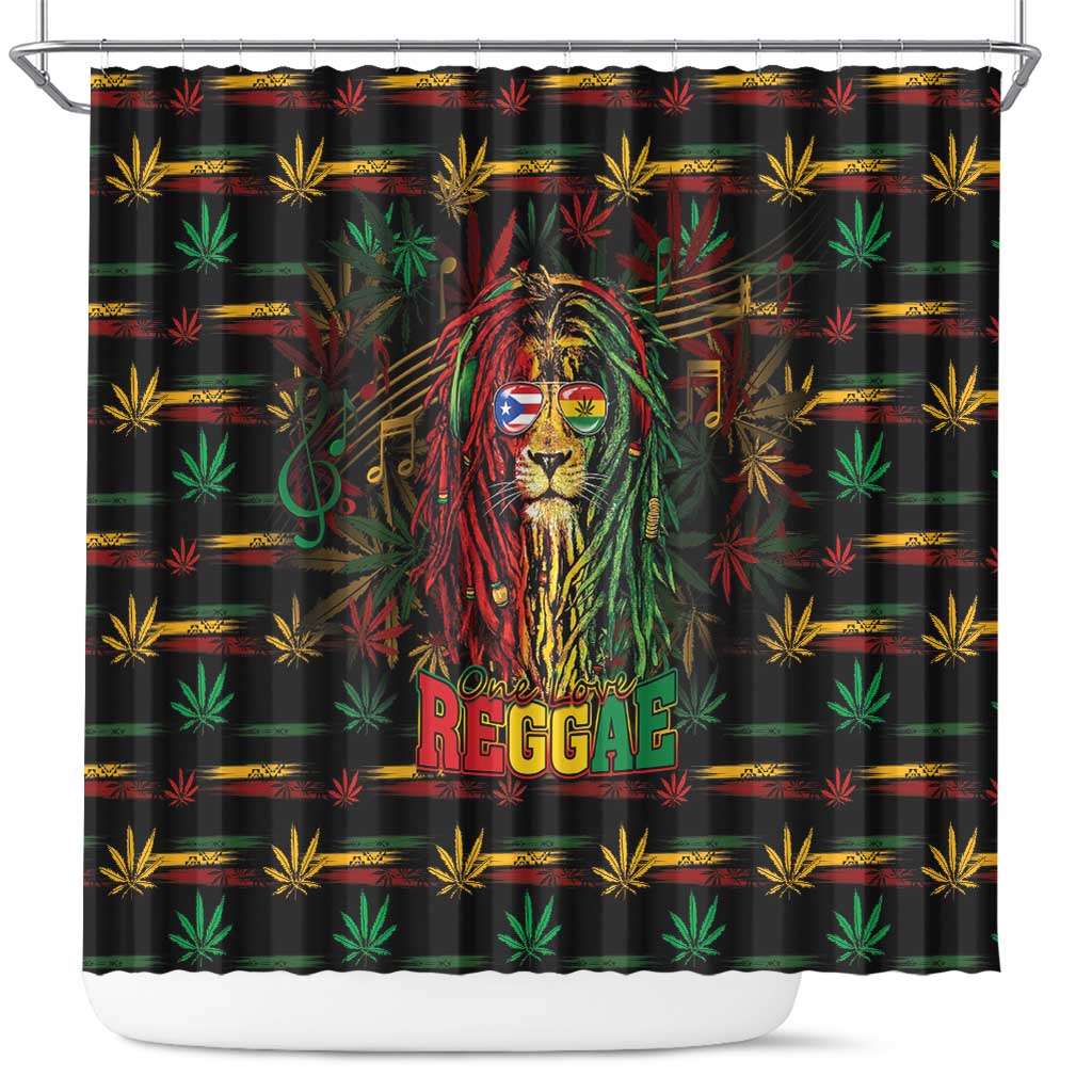 Puerto Rico One Love Reggae Lion Shower Curtain Caribbean Reggae Spirit