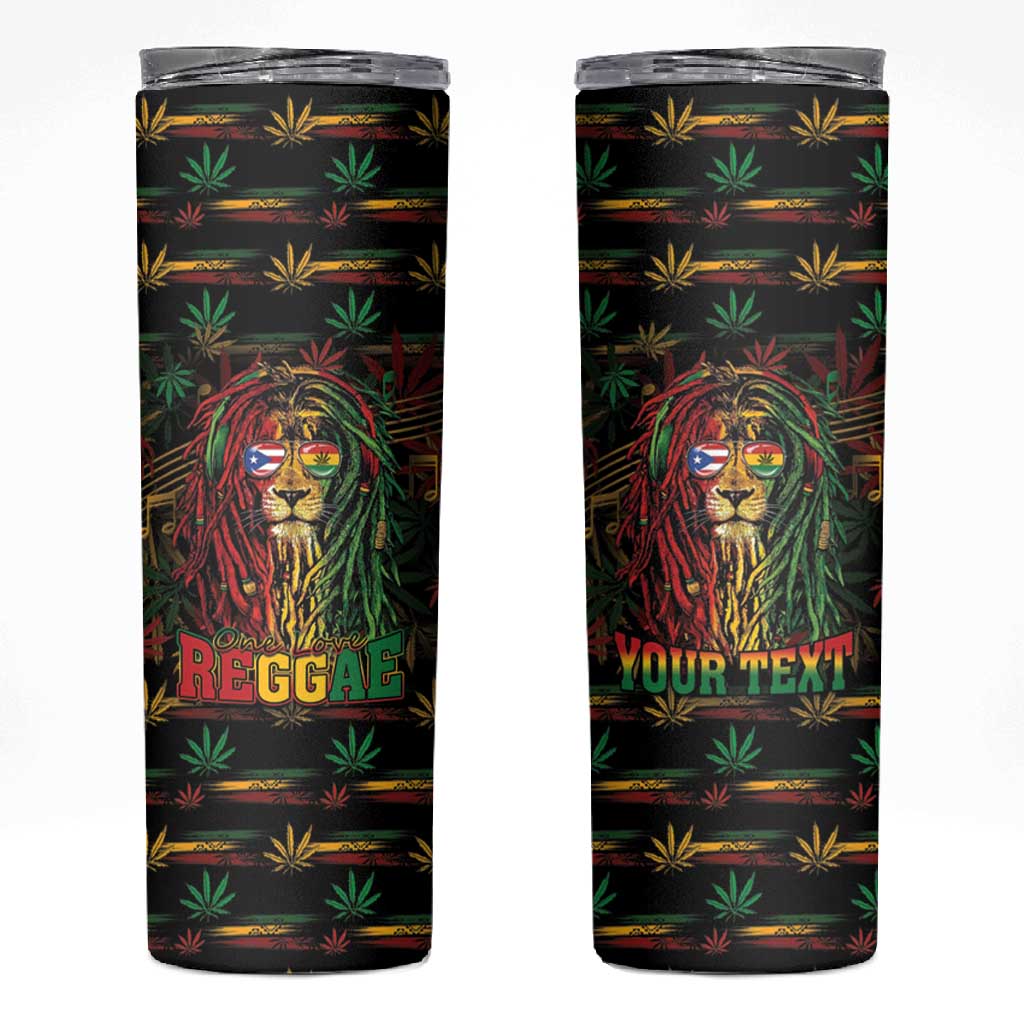 Personalized Puerto Rico One Love Reggae Lion Skinny Tumbler Caribbean Reggae Spirit