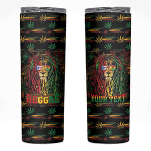 Personalized Puerto Rico One Love Reggae Lion Skinny Tumbler Caribbean Reggae Spirit