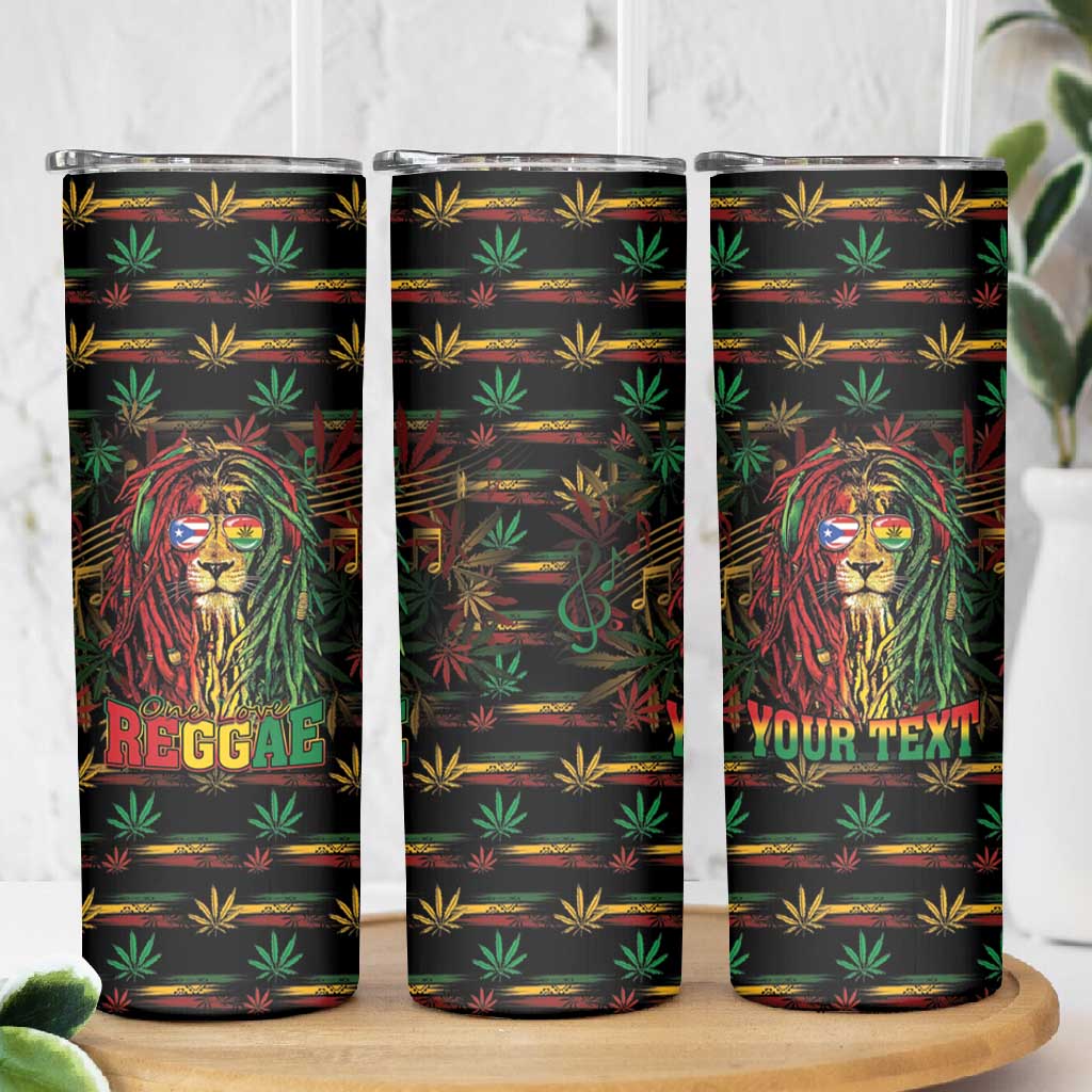 Personalized Puerto Rico One Love Reggae Lion Skinny Tumbler Caribbean Reggae Spirit