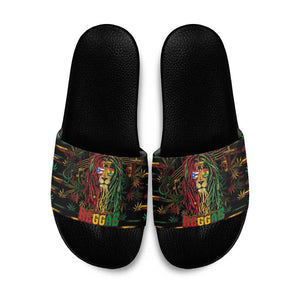 Puerto Rico One Love Reggae Lion Slide Sandals Caribbean Reggae Spirit