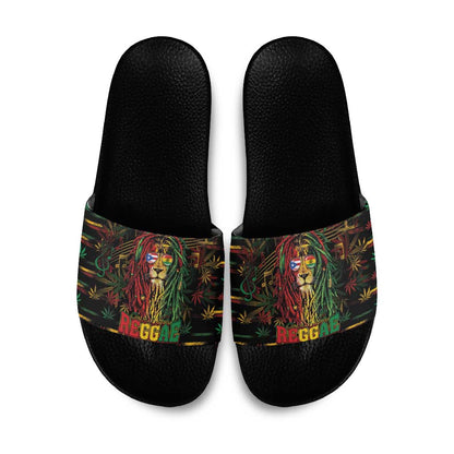 Puerto Rico One Love Reggae Lion Slide Sandals Caribbean Reggae Spirit
