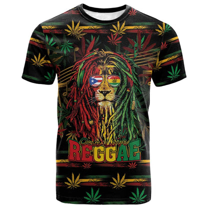 Personalized Puerto Rico One Love Reggae Lion T shirt Caribbean Reggae Spirit