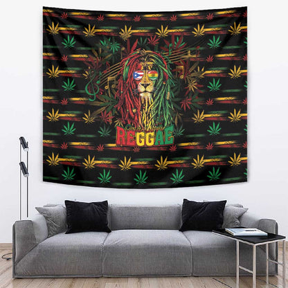 Puerto Rico One Love Reggae Lion Tapestry Caribbean Reggae Spirit