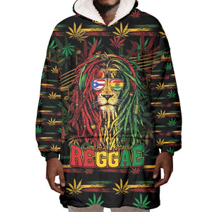 Personalized Puerto Rico One Love Reggae Lion Wearable Blanket Hoodie Caribbean Reggae Spirit