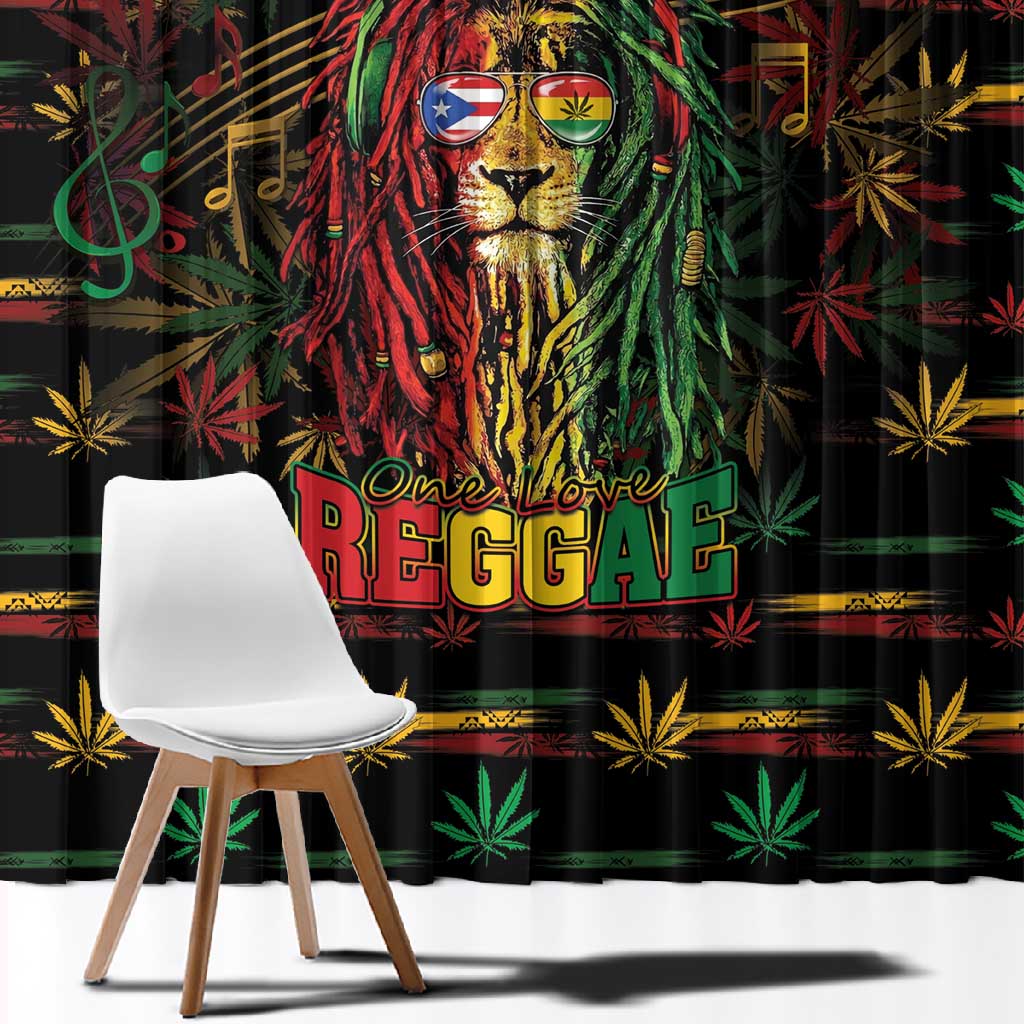 Puerto Rico One Love Reggae Lion Window Curtain Caribbean Reggae Spirit