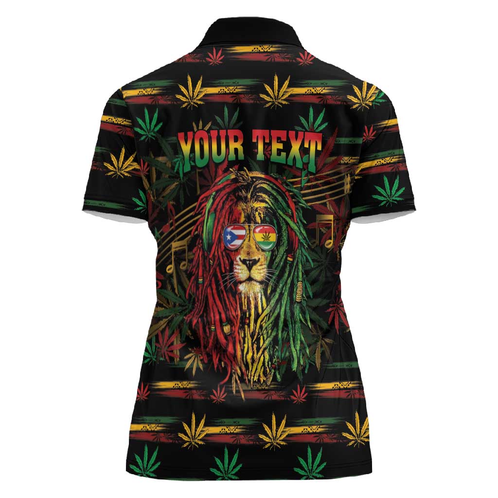 Personalized Puerto Rico One Love Reggae Lion Women Polo Shirt Caribbean Reggae Spirit
