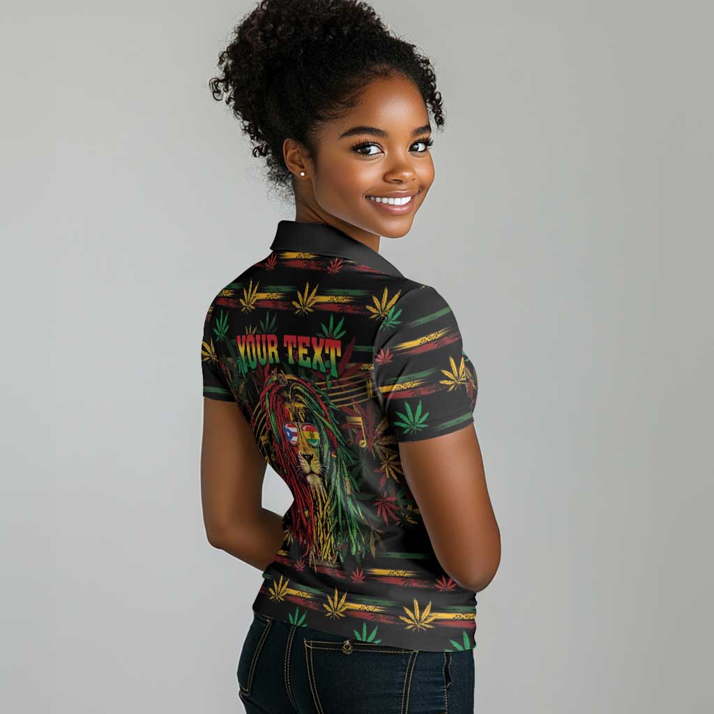 Personalized Puerto Rico One Love Reggae Lion Women Polo Shirt Caribbean Reggae Spirit