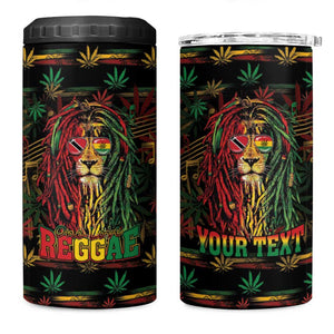 Personalized Trinidad and Tobago One Love Reggae Lion 4 in 1 Can Cooler Tumbler Caribbean Reggae Spirit