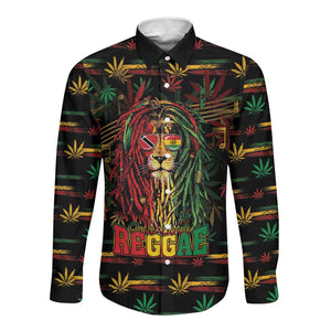 Personalized Trinidad and Tobago One Love Reggae Lion Long Sleeve Button Shirt Caribbean Reggae Spirit