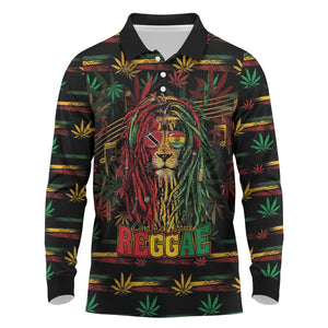 Personalized Trinidad and Tobago One Love Reggae Lion Long Sleeve Polo Shirt Caribbean Reggae Spirit