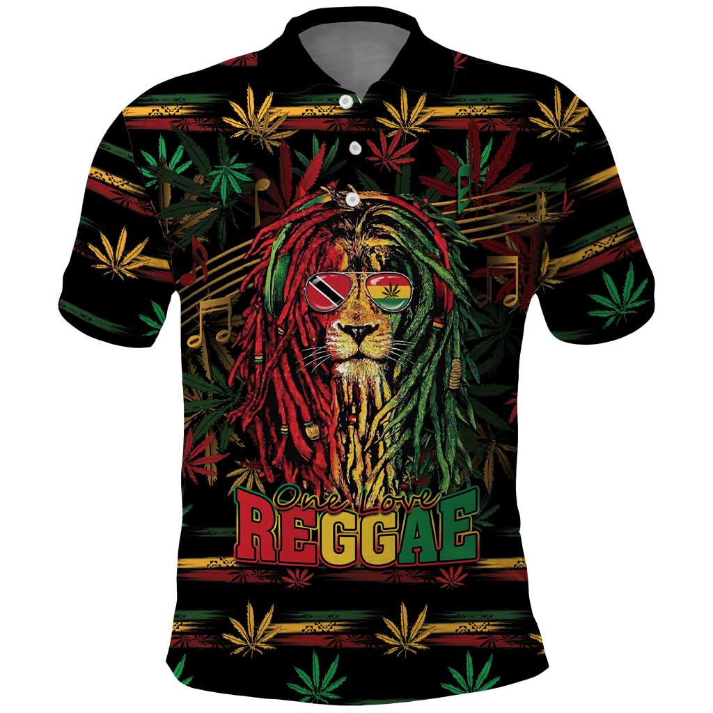 Personalized Trinidad and Tobago One Love Reggae Lion Polo Shirt Caribbean Reggae Spirit