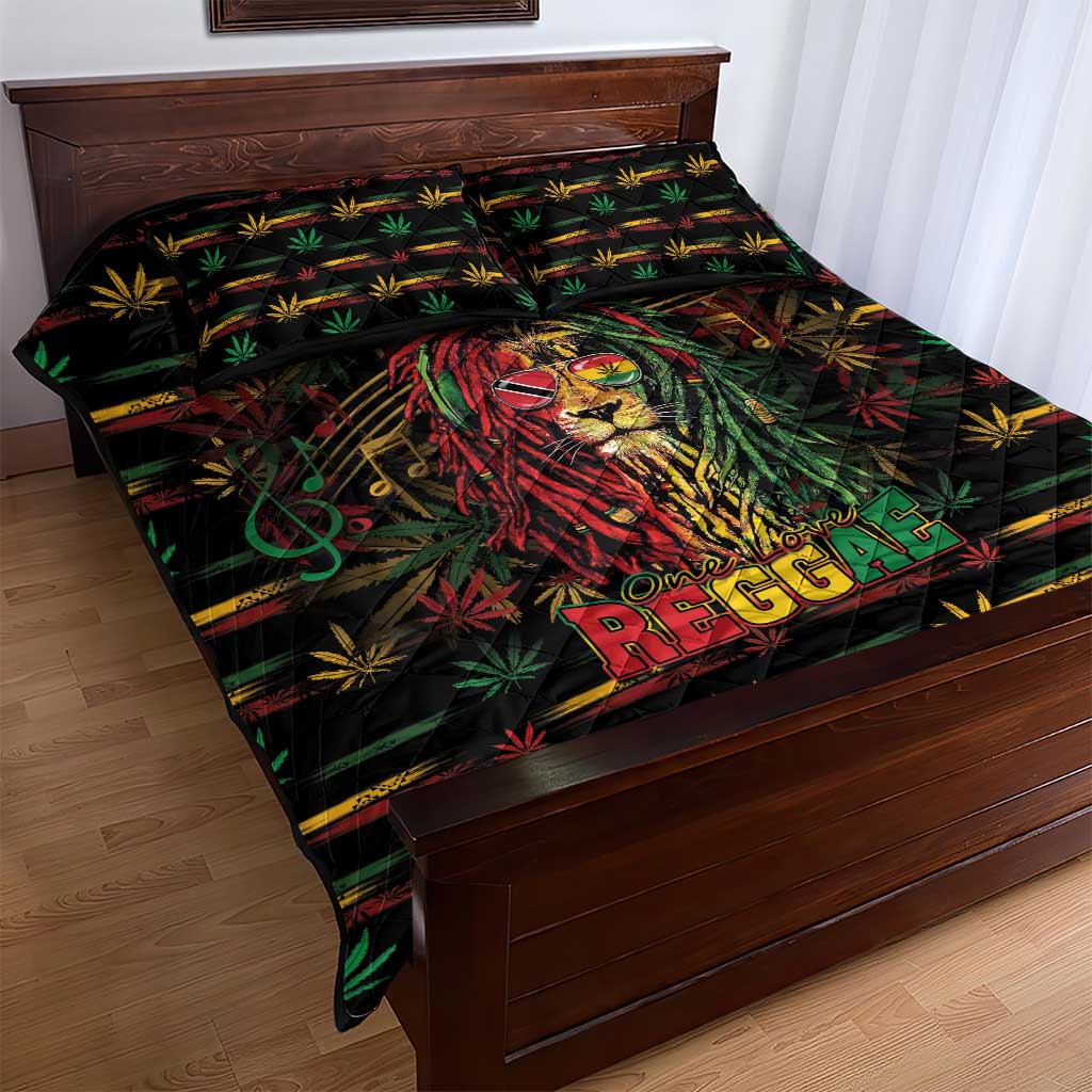 Trinidad and Tobago One Love Reggae Lion Quilt Bed Set Caribbean Reggae Spirit
