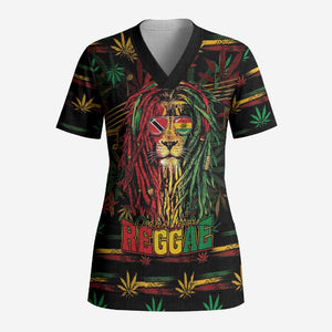 Personalized Trinidad and Tobago One Love Reggae Lion Scrub Top Caribbean Reggae Spirit