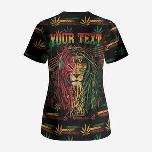 Personalized Trinidad and Tobago One Love Reggae Lion Scrub Top Caribbean Reggae Spirit