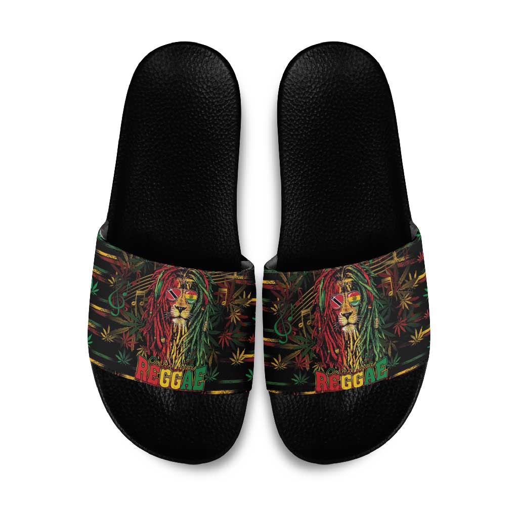 Trinidad and Tobago One Love Reggae Lion Slide Sandals Caribbean Reggae Spirit