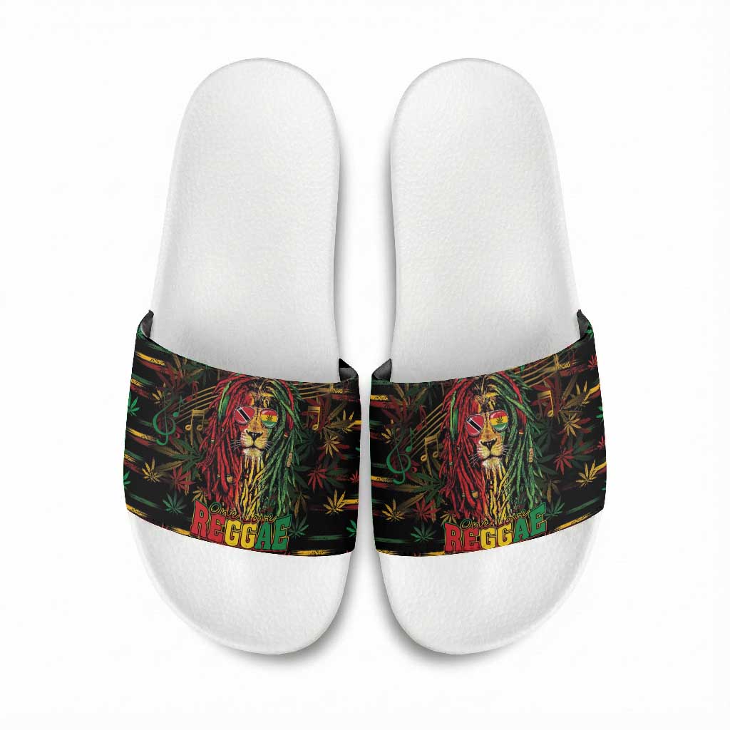 Trinidad and Tobago One Love Reggae Lion Slide Sandals Caribbean Reggae Spirit