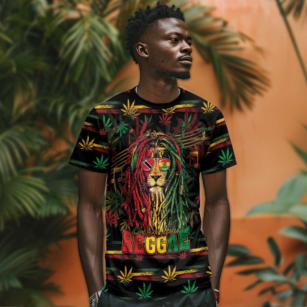 Personalized Trinidad and Tobago One Love Reggae Lion T shirt Caribbean Reggae Spirit