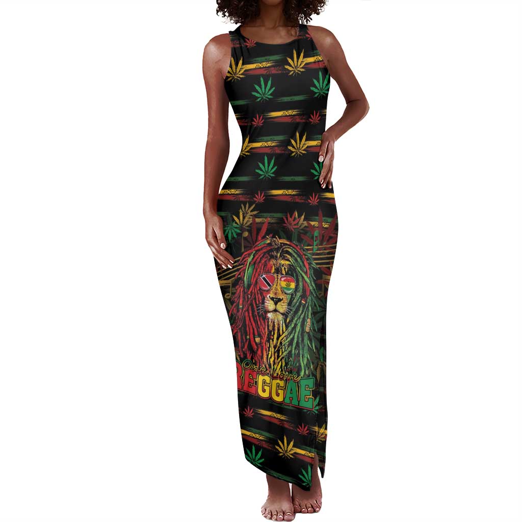 Personalized Trinidad and Tobago One Love Reggae Lion Tank Maxi Dress Caribbean Reggae Spirit