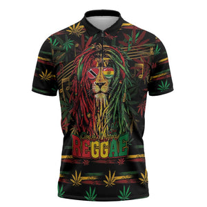 Personalized Trinidad and Tobago One Love Reggae Lion Zipper Polo Shirt Caribbean Reggae Spirit