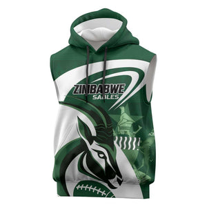 Custom Rugby Zimbabwe Sleeveless Hoodie Sables Is The Champion - African Pride