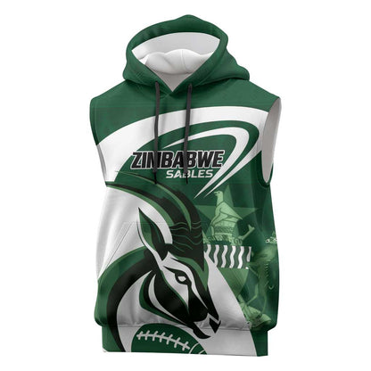 Custom Rugby Zimbabwe Sleeveless Hoodie Sables Is The Champion - African Pride