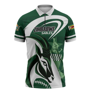 Custom Rugby Zimbabwe Zipper Polo Shirt Sables Is The Champion